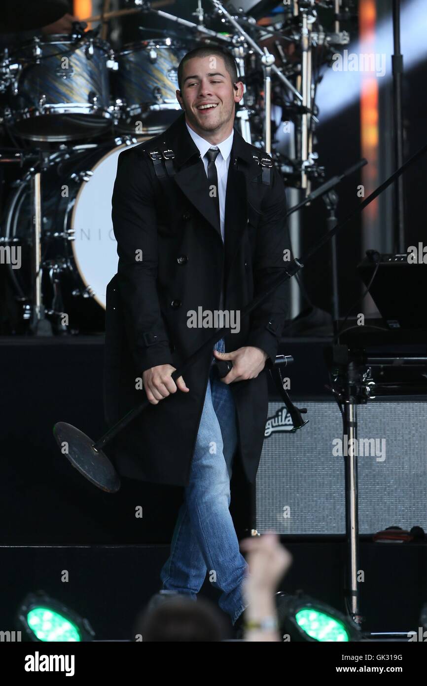 Nick Jonas and Tove Lo seen performing on Jimmy Kimmel Live Featuring