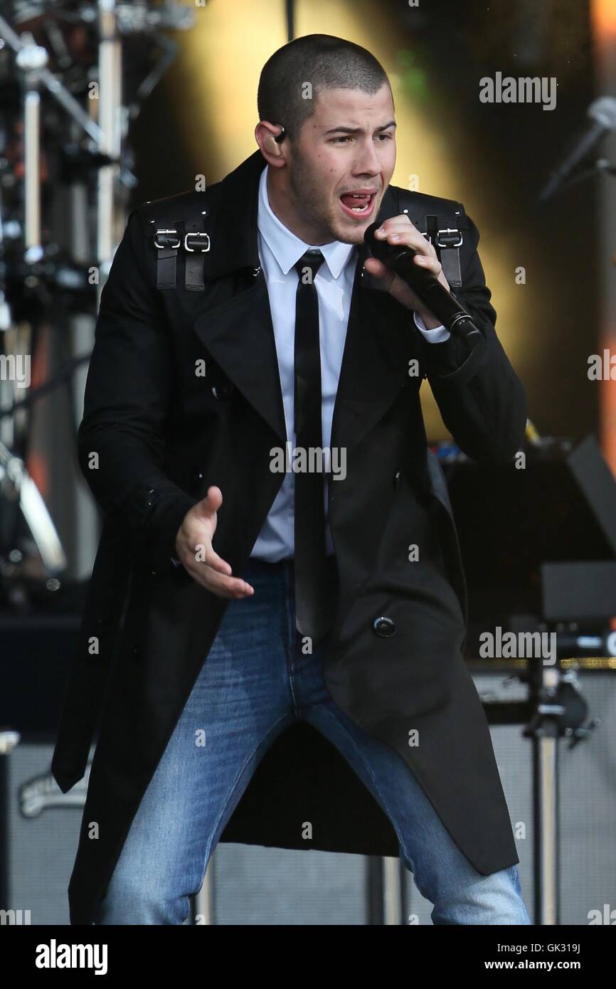 Nick Jonas and Tove Lo seen performing on Jimmy Kimmel Live Featuring