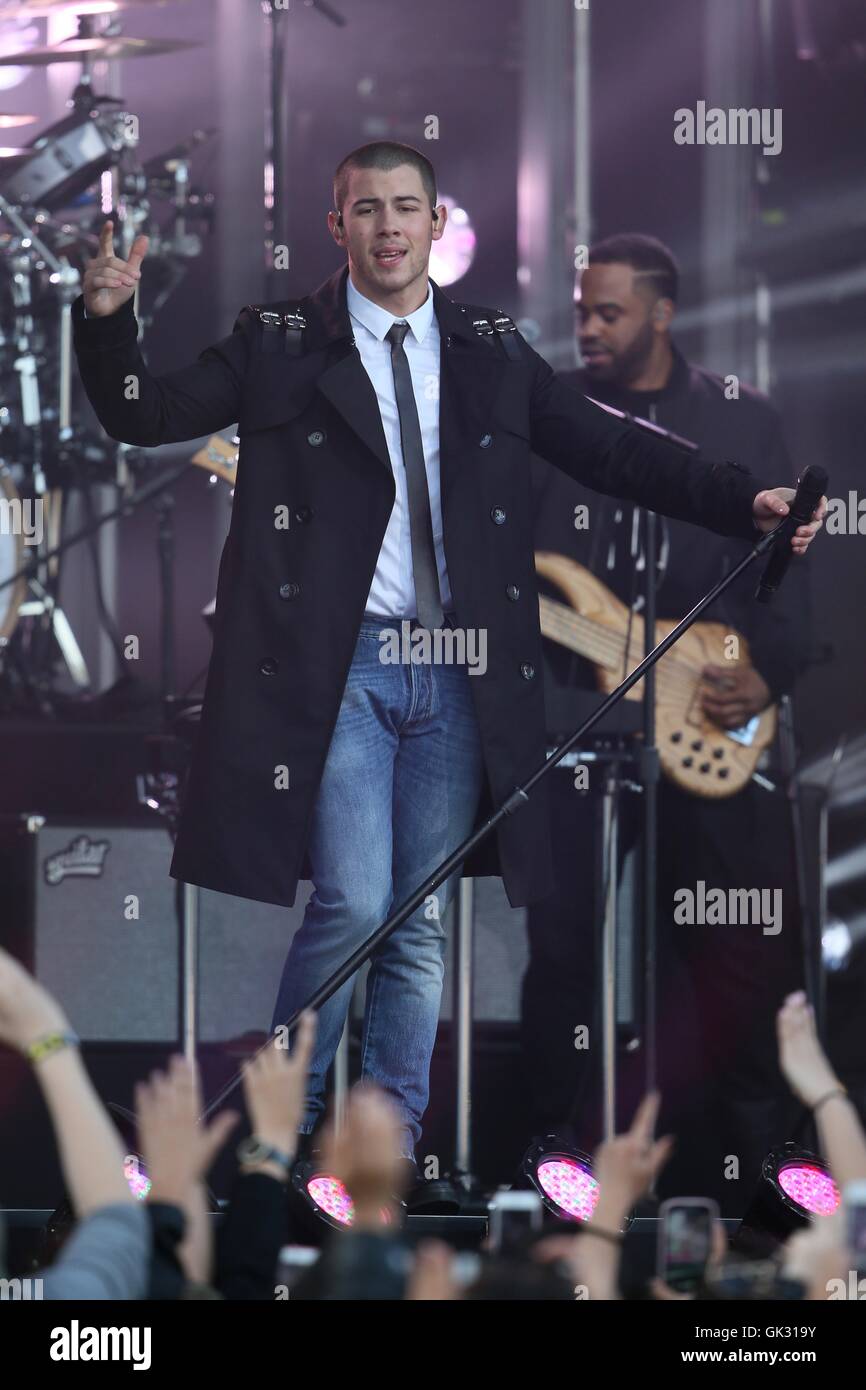 Nick Jonas and Tove Lo seen performing on Jimmy Kimmel Live Featuring