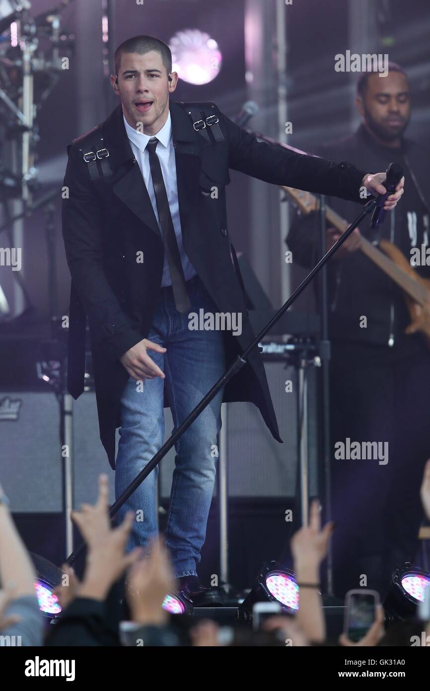 Nick Jonas and Tove Lo seen performing on Jimmy Kimmel Live Featuring