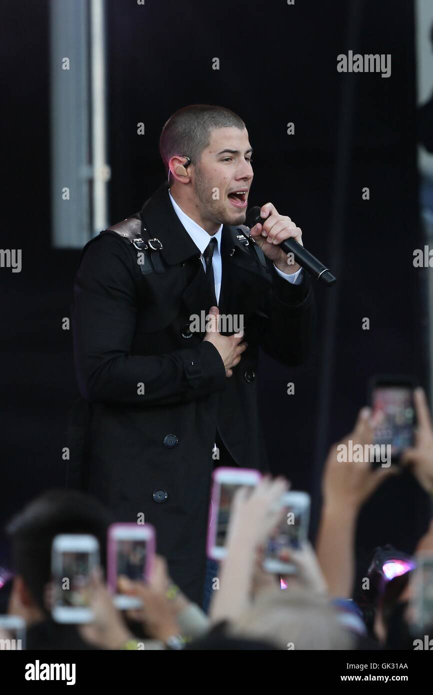 Nick Jonas and Tove Lo seen performing on Jimmy Kimmel Live Featuring