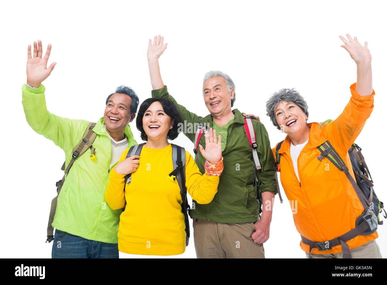 Happy elderly Smile Wave Stock Photo - Alamy