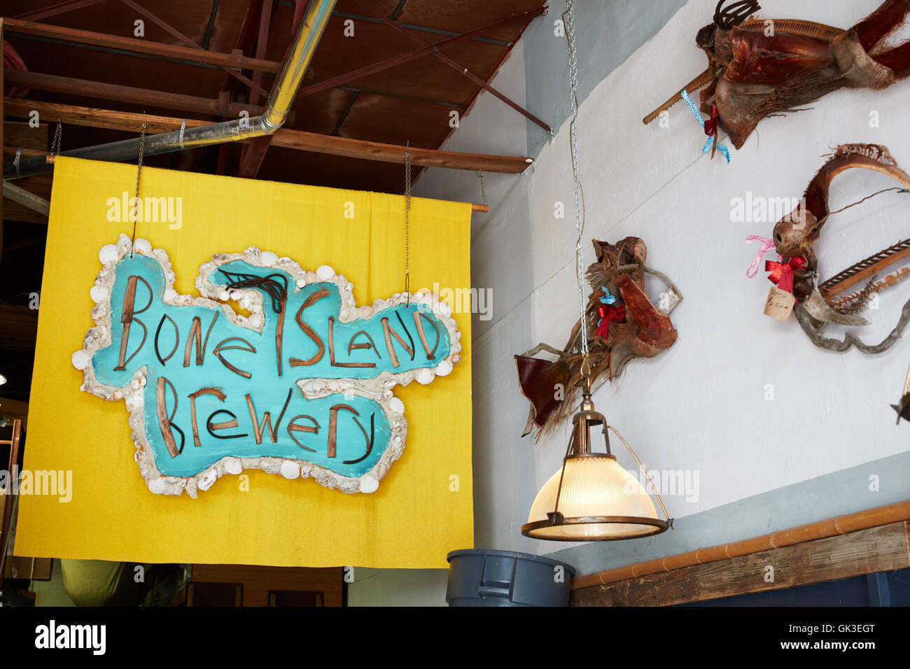 Sign at Bone Island Brewery in Key West, Florida Stock Photo Alamy