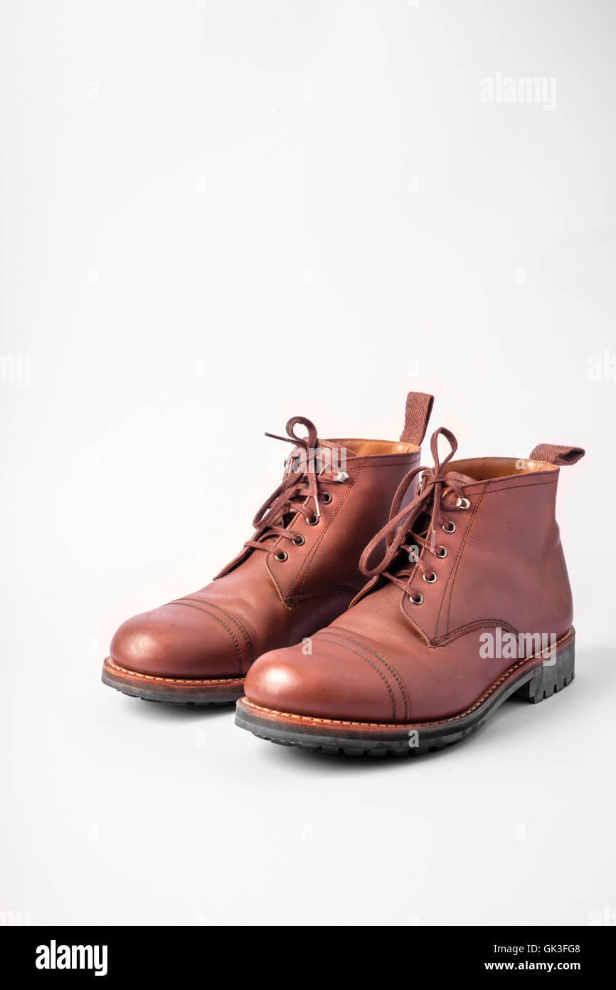 Mens brown leather boot Stock Photo