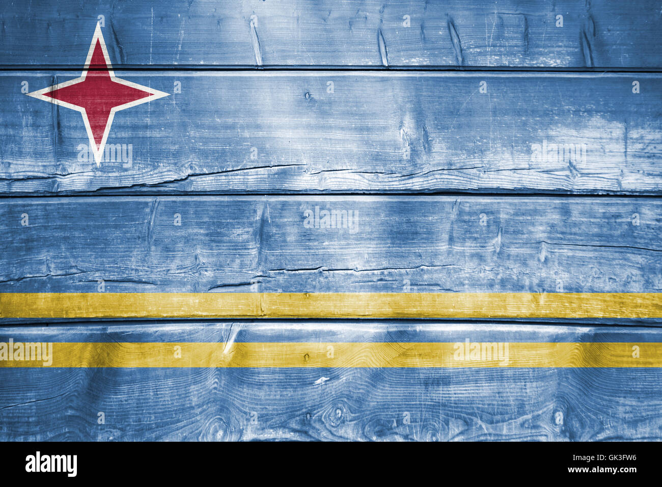 wood backround or texture with blending Aruba flag Stock Photo - Alamy