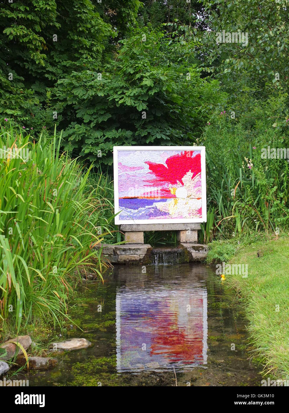 The Bath House Gardens well dressing at Stoney Middleton in 2015. Stock Photo