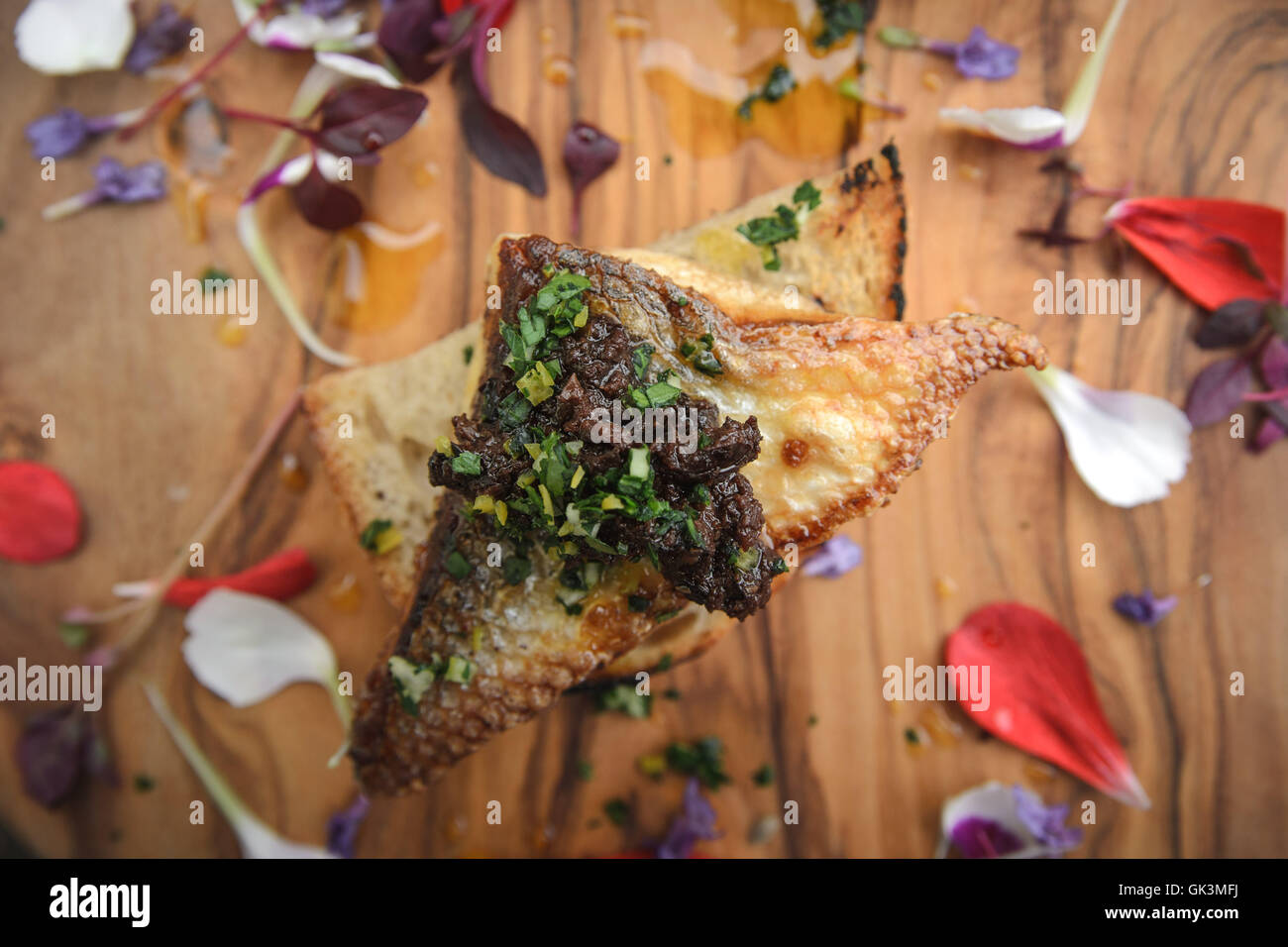 Small canape on board Stock Photo