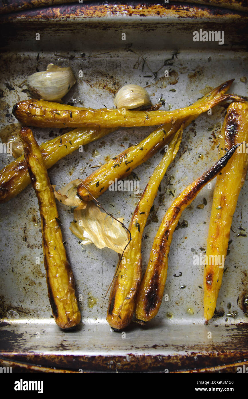 Roasted herritage carrots Stock Photo