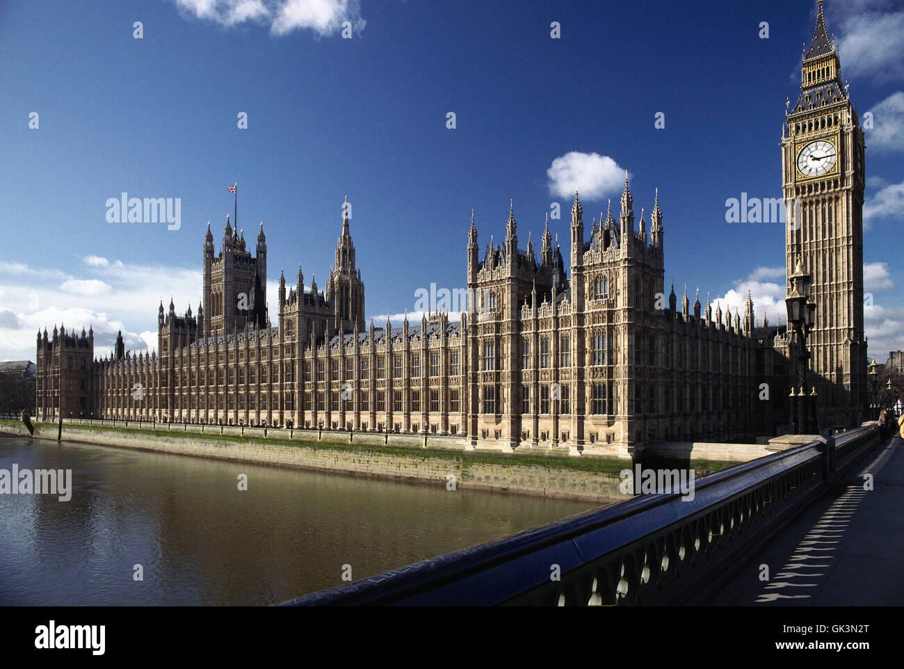 ca. 1980-1995, London, England, UK --- Big Ben and the Houses of Parliament, also known as the New Palace of Westminster, situat Stock Photo