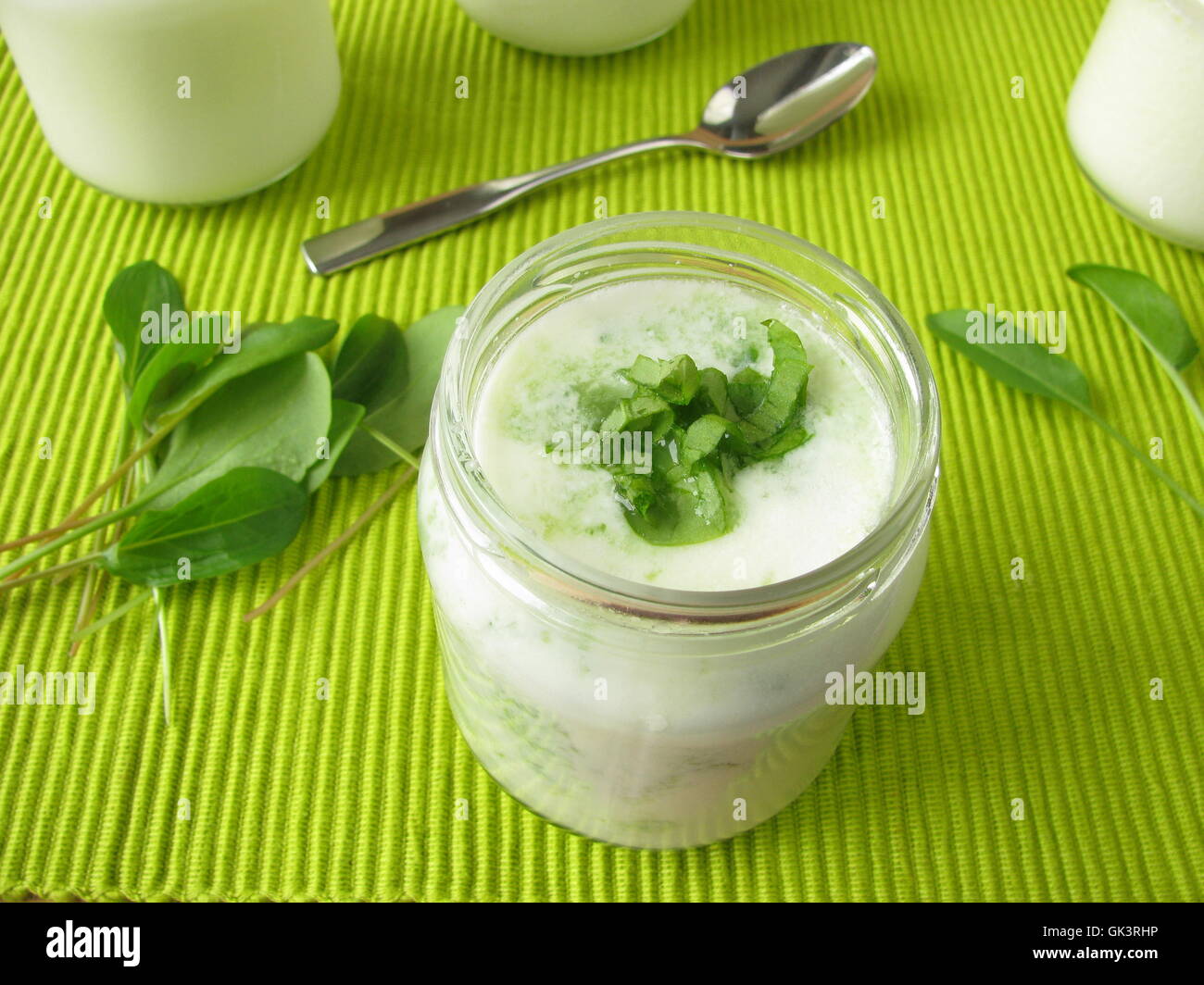 green herbs smoothie Stock Photo