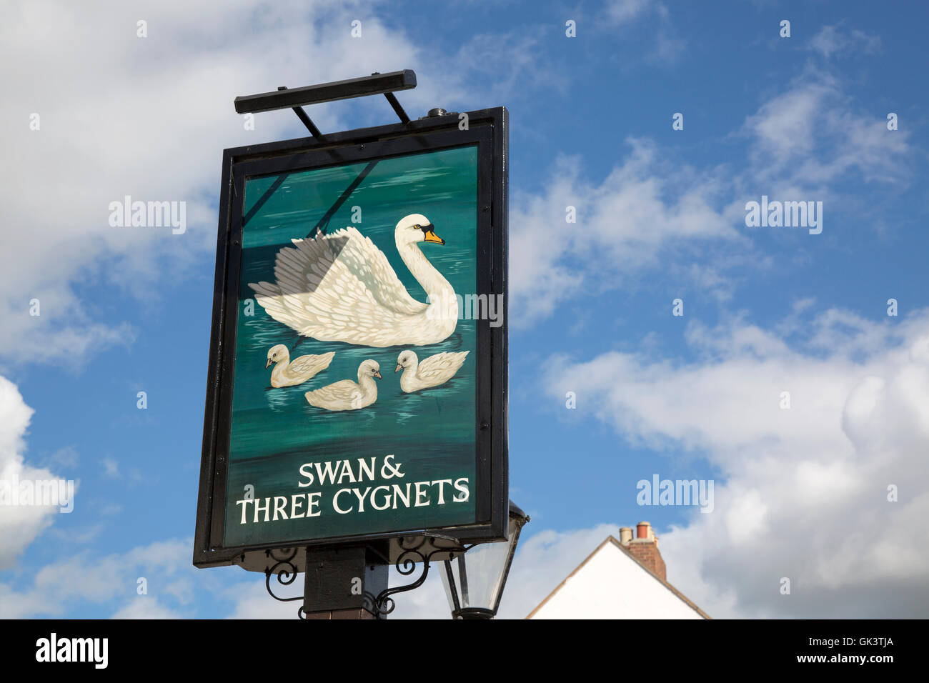 Swan and Three Pub Sign, Elvet Bridge, Durham; England Stock