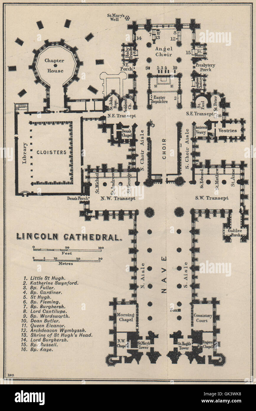 Lincoln cathedral floor plan. Lincolnshire, 1939 vintage