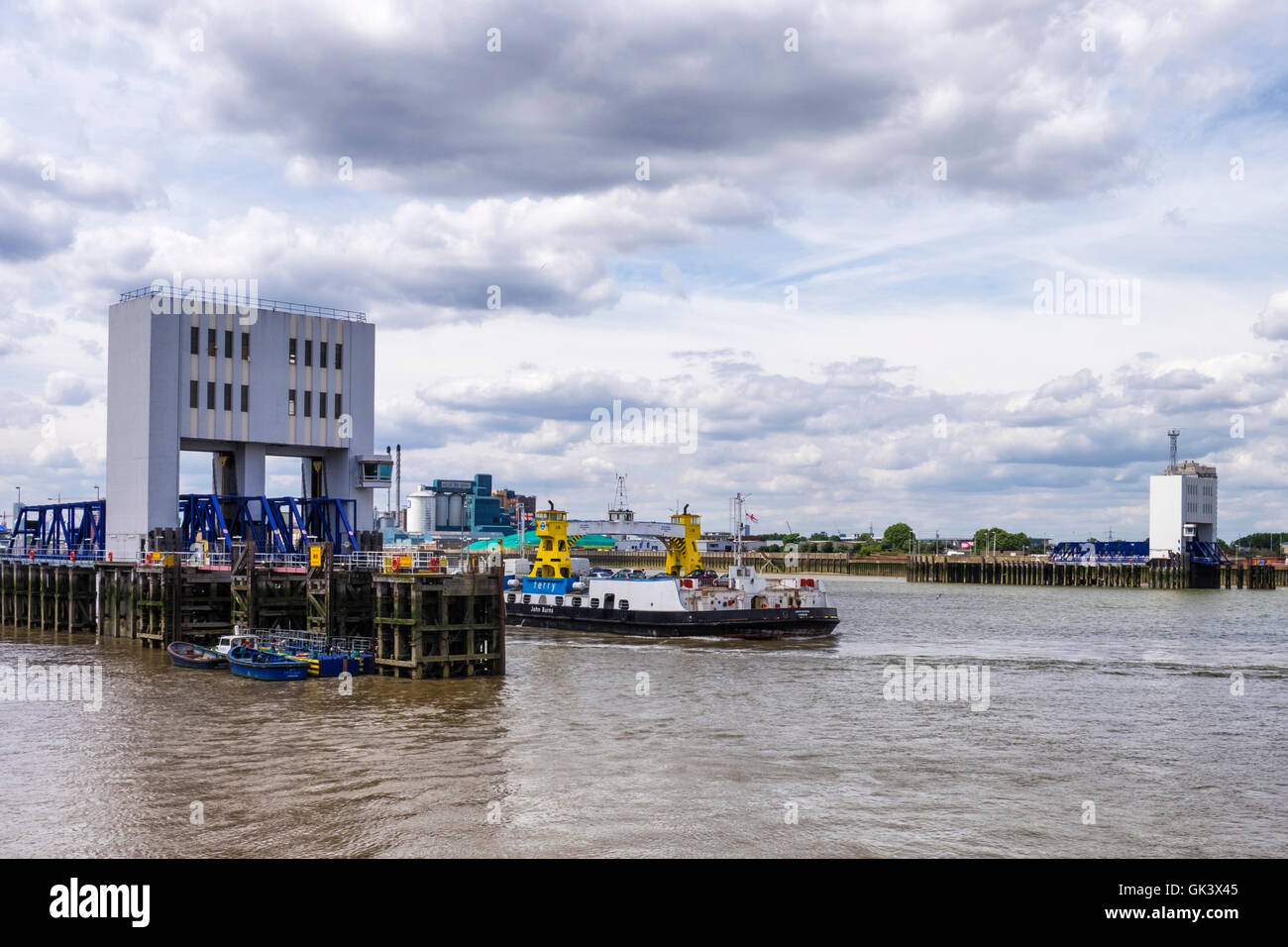 The Woolwich Ferry. Free vehicle ferry service across the River Thames