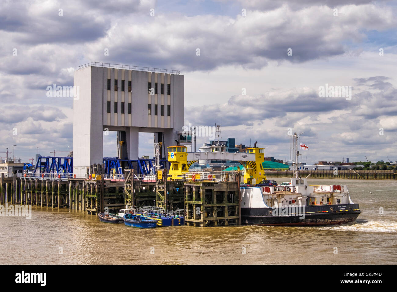 The Woolwich Ferry. Free vehicle ferry service across the River Thames