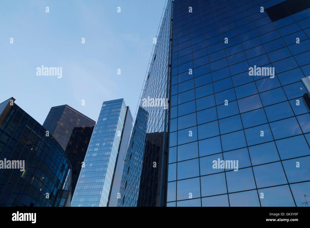 High skyscraper in steel and glass, office buildings Stock Photo