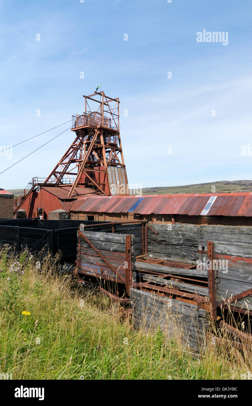 Pit Head Winding Gear, Big Pit Mining Museum, Blaenavon, Torfaen, South Wales, UK. Stock Photo