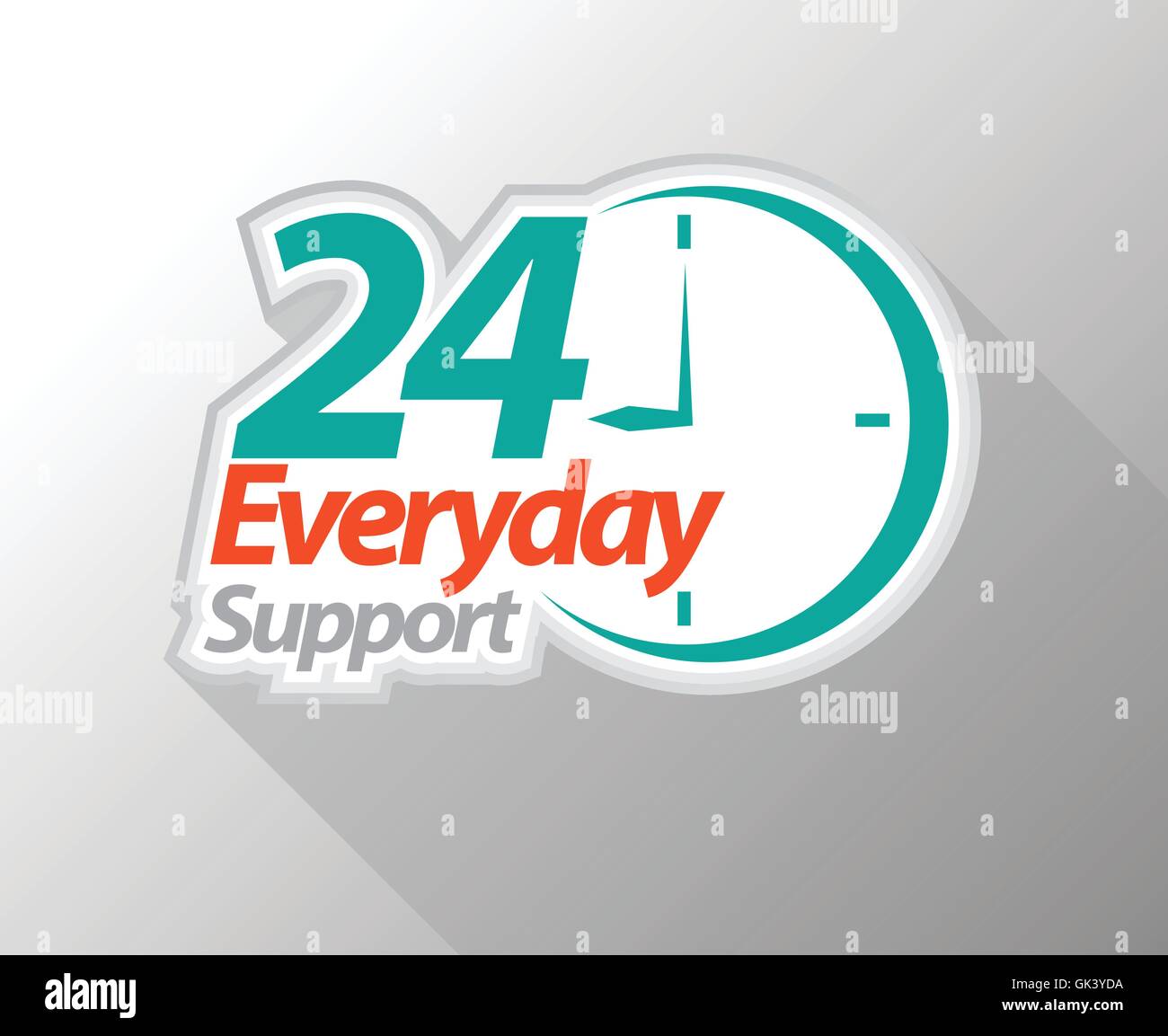 24 hours open customer service collection. Vector illustration Stock