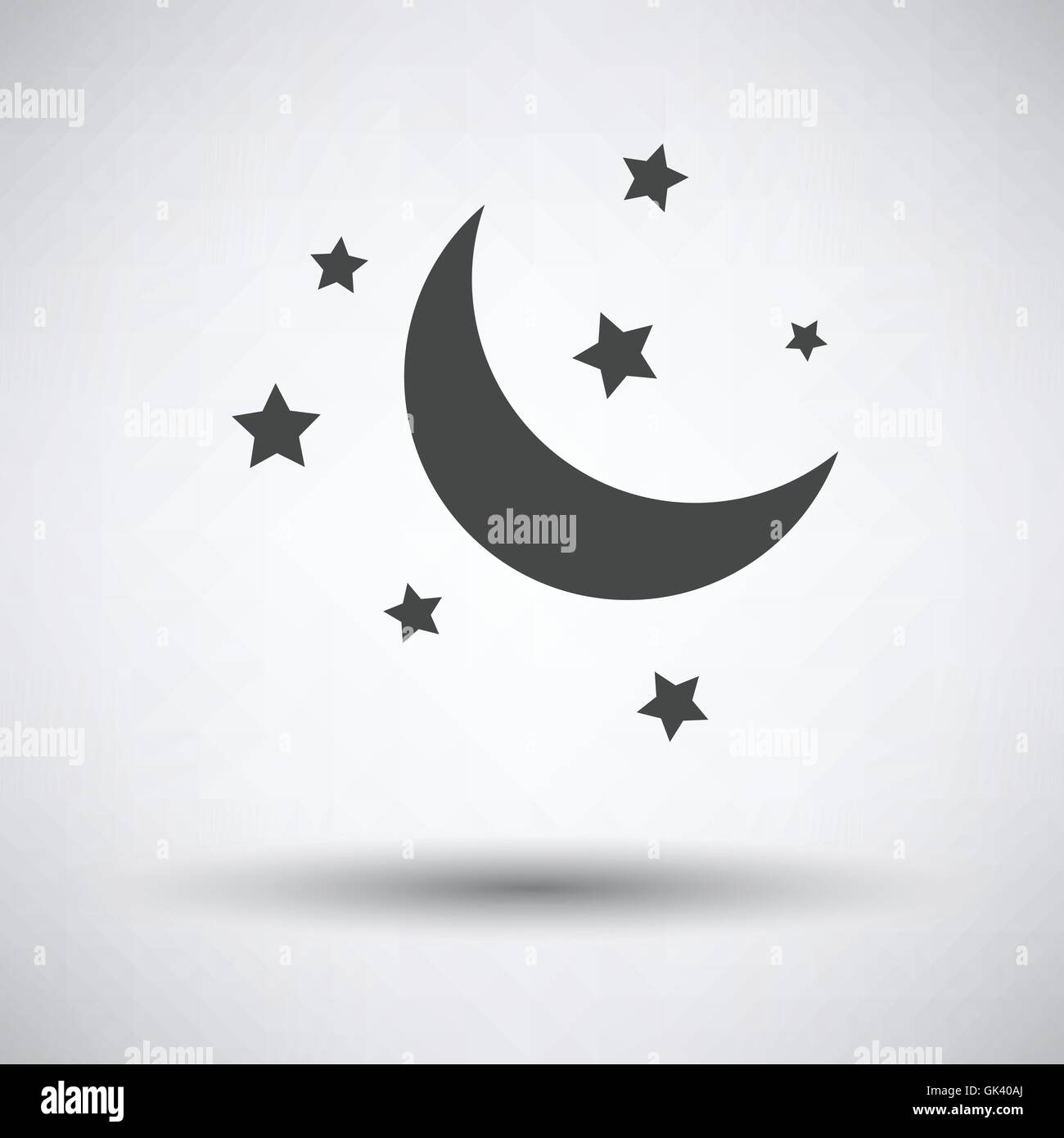 Night icon on gray background with round shadow. Vector illustration ...