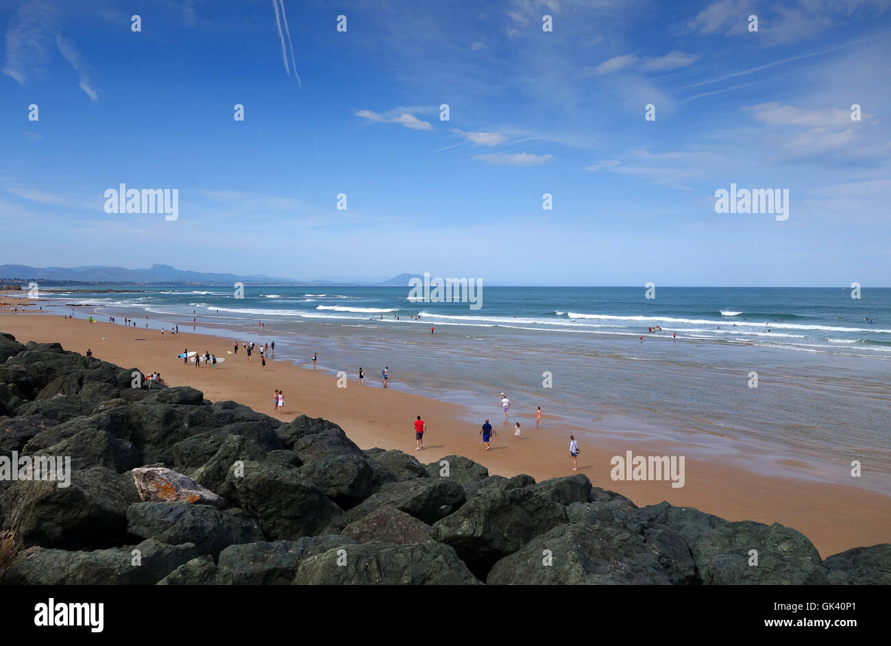 Beach in Biarritz France Stock Photo