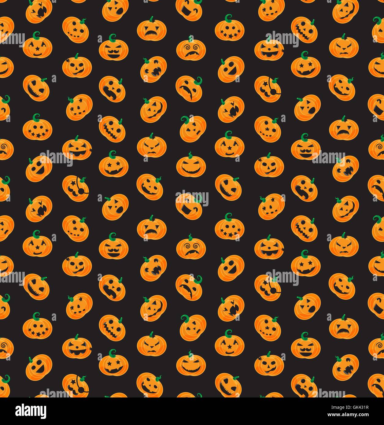 Seamless pattern from Halloween emotional pumpkins. Vector Stock Vector ...