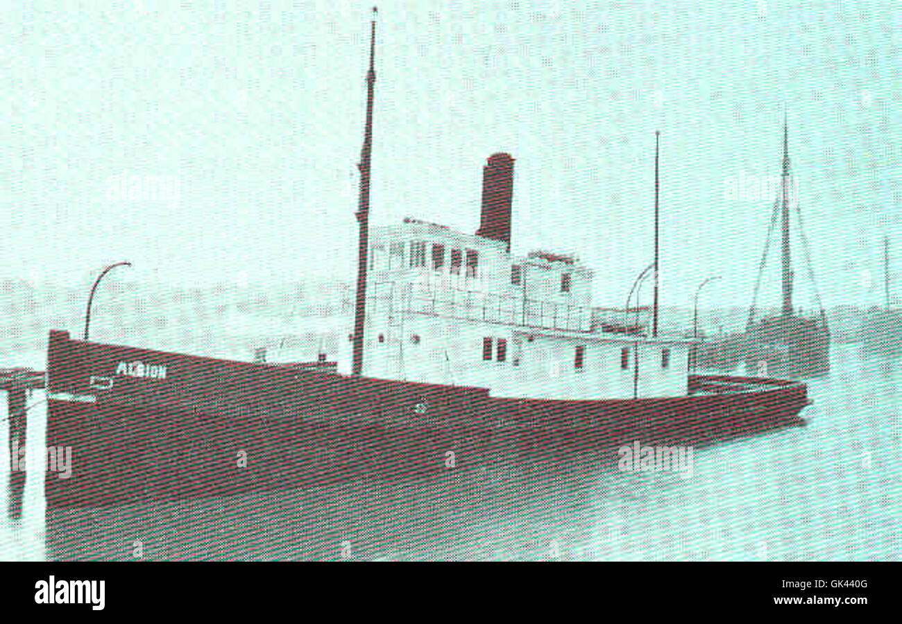 45276 Steam Tug Albion - Length 100 ft, Beam 20 ft Fire Box Boiler 140 Pounds Steam, Fore and Aft Compound Engine Cylinders 10x20', 24 Stock Photo