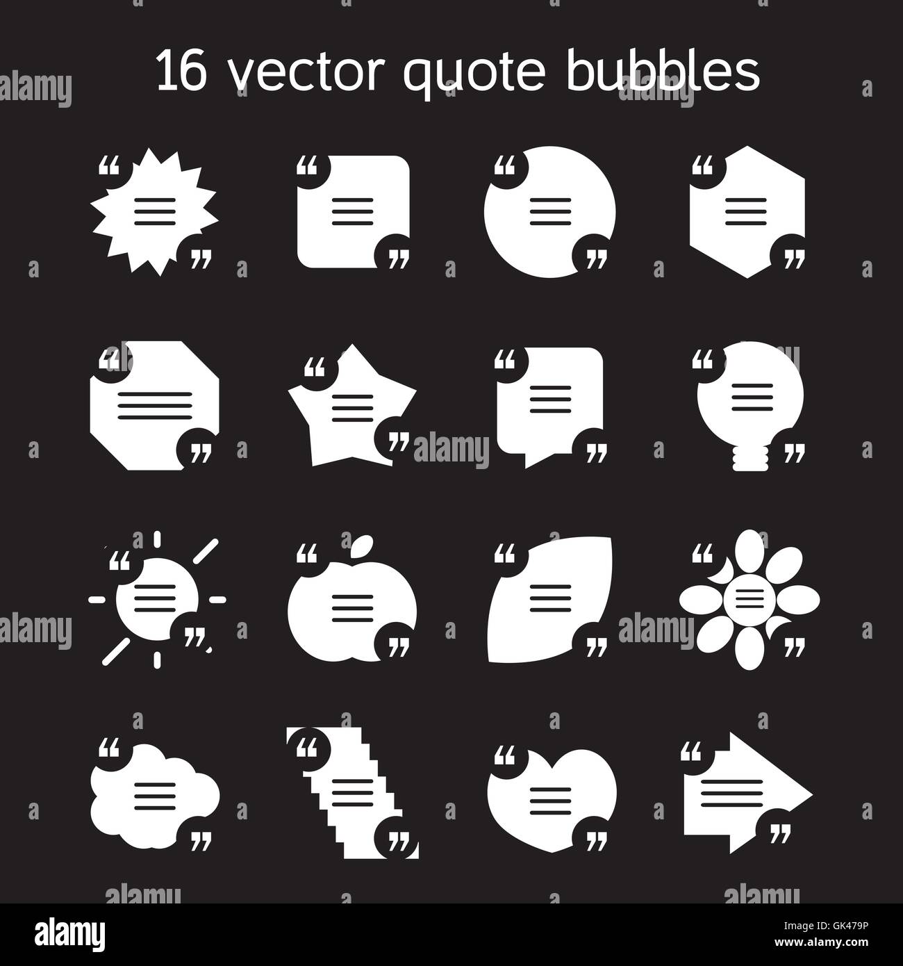 set of templates of square quote text bubble in various views stock motivation templates