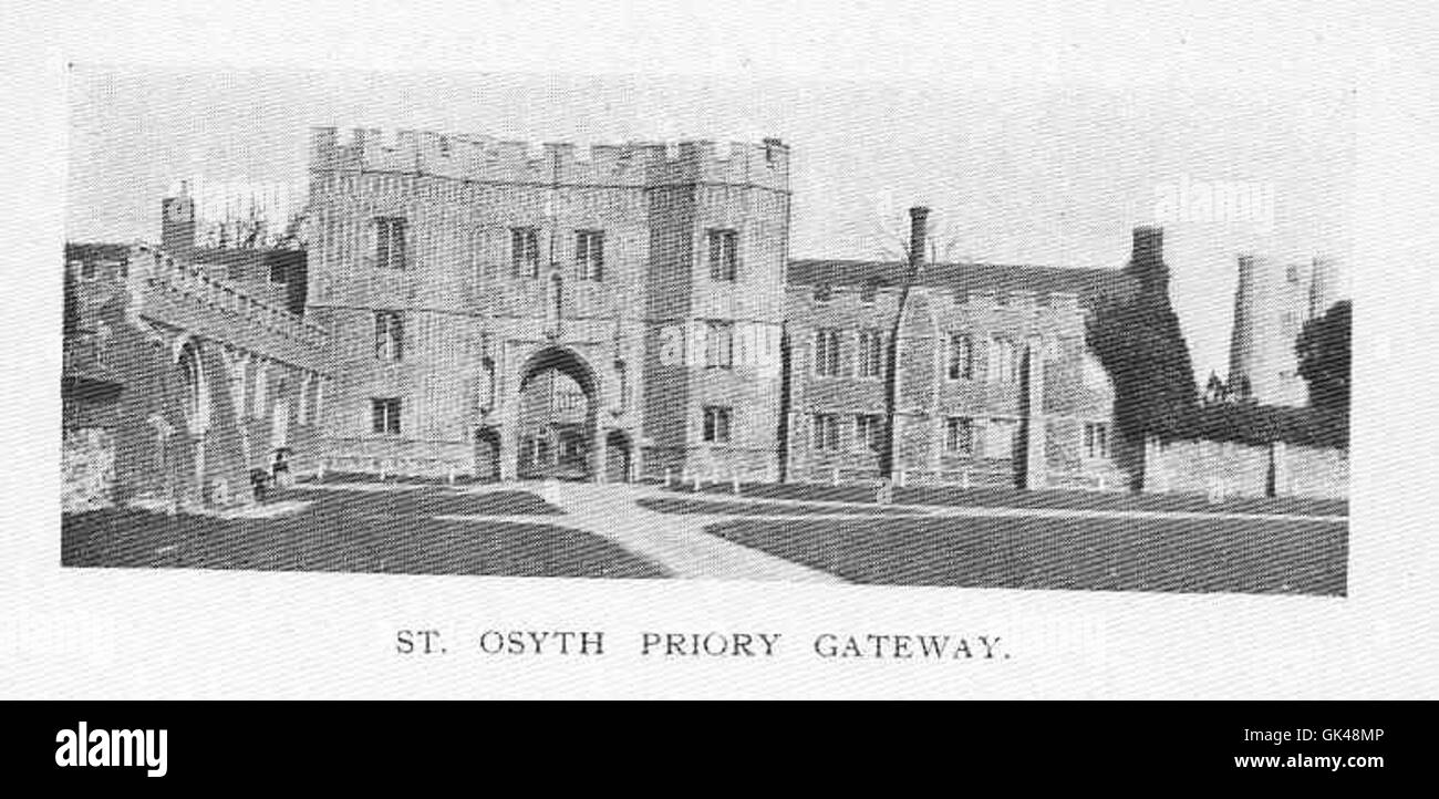 The St Osyth Priory Gateway is a historical structure located in Essex, England. It was once part of a priory and now serves as a heritage site and historical landmark. Stock Photo