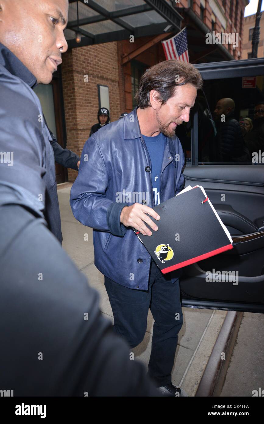 Eddie Vedder leaving his hotel Featuring: Eddie Vedder Where: Manhattan