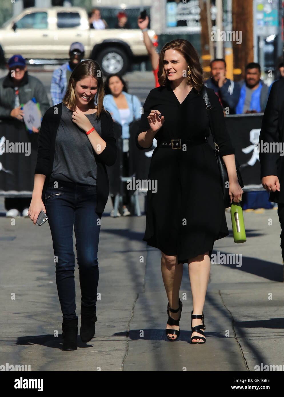 Emily Deschanel in Hollywood for an appearance on 'Jimmy Kimmel Live!'  Featuring: Emily Deschanel Where: Los Angeles, California, United States When: 02 May 2016 Stock Photo