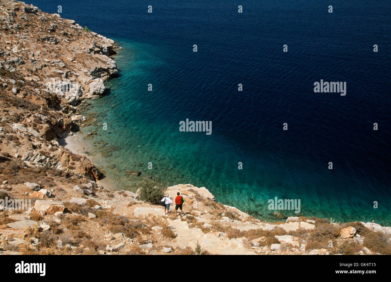 2004, Symi Island, Greece --- Arid hillsides lead into turquoise shorelines around Symi. --- Image by © Jeremy Horner Stock Photo