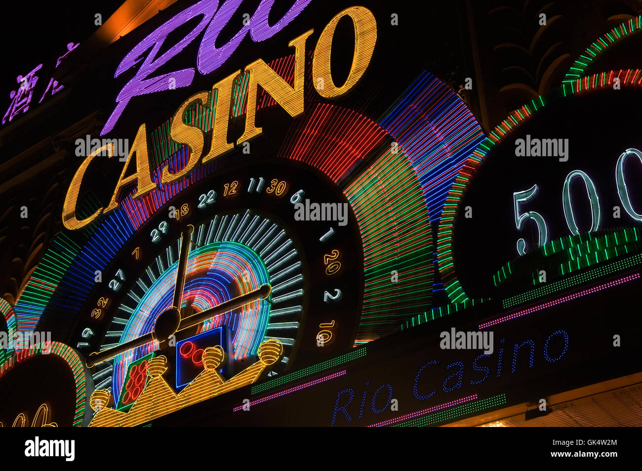 Macau, China --- Neon Marquee at Rio Casino on Macau --- Image by ...