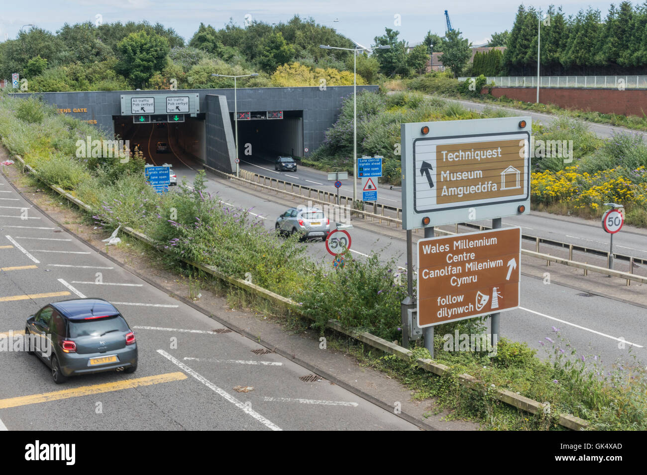 The Queensgate tunnels in Cardiff Bay Stock Photo Alamy