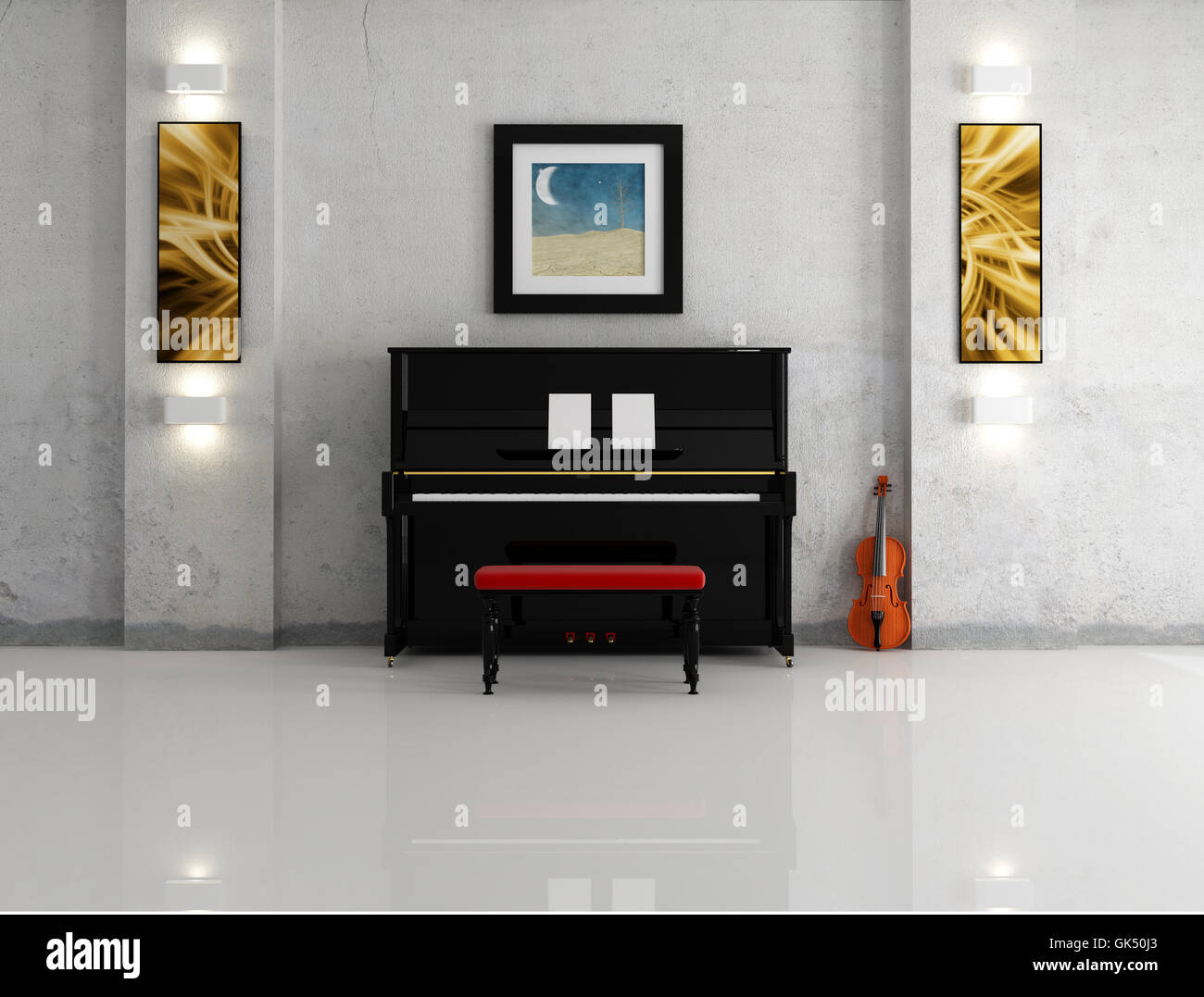 interior wall piano Stock Photo