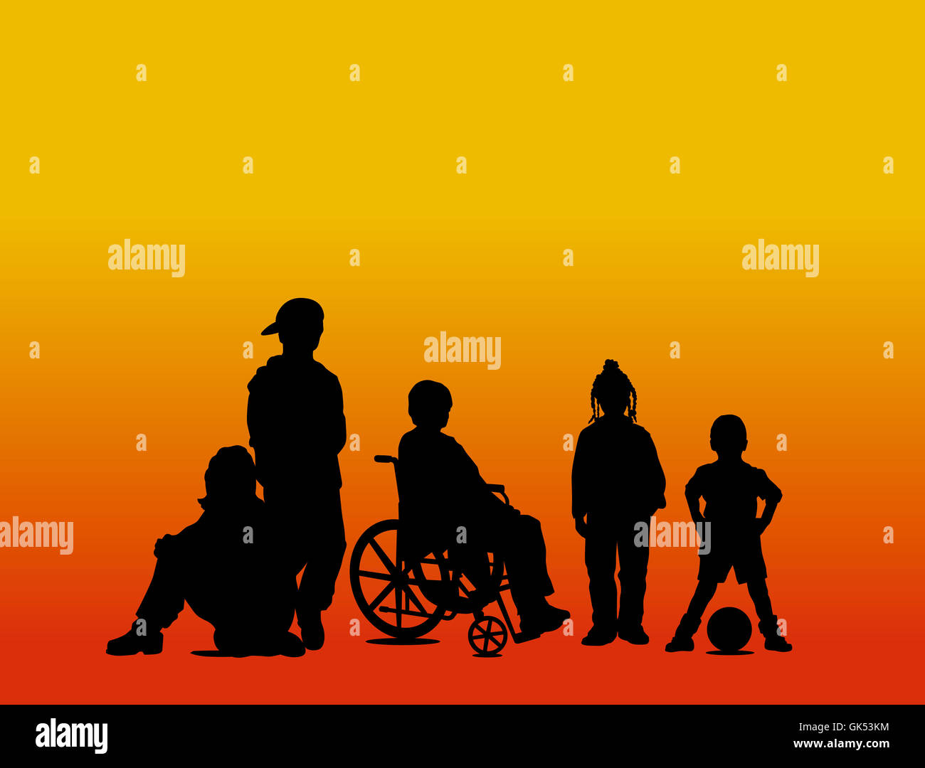 illustration orphan disabled Stock Photo