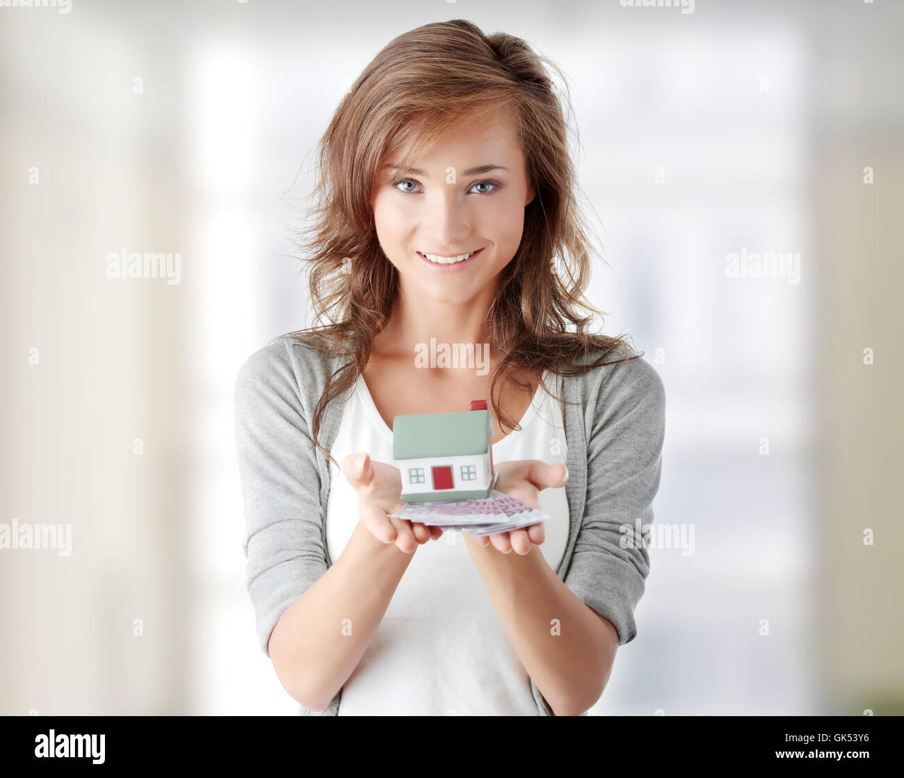 woman bank lending institution Stock Photo