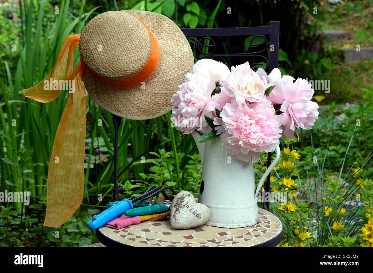 pink peonies in the garden Stock Photo - Alamy