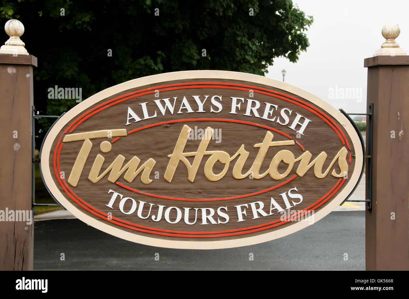 Tim Hortons Sign - Nova Scotia - Canada Stock Photo