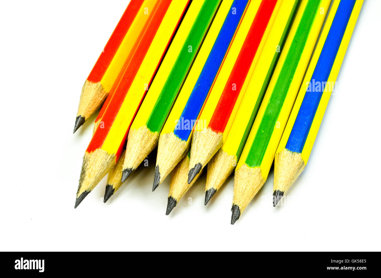 Colour pencils isolated on white background close up Stock Photo