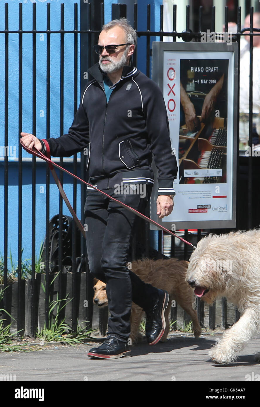 Graham Norton outside ITV Studios walking his dogs Featuring Graham