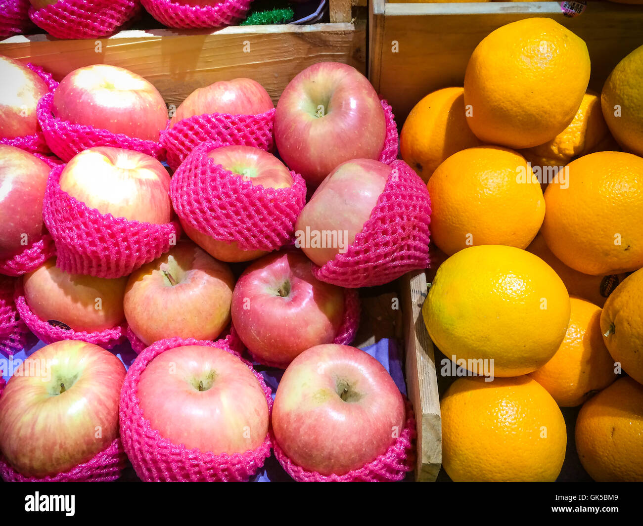 Mandarins and apples are the stores Stock Photo Alamy