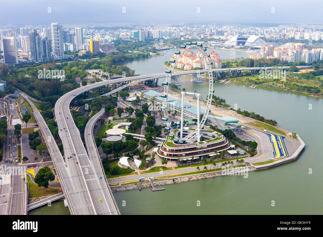 Aerial view of Singapore in the top right corner of Singapore Flyer Stock  Photo - Alamy