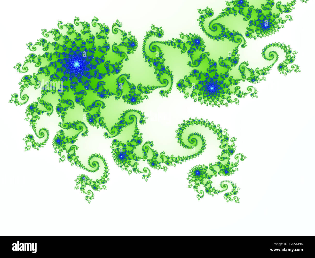 Intricate green-blue fractal design based on julia set Stock Photo