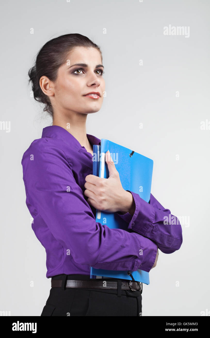 Secretary With Plastic Folders Stock Photo Alamy