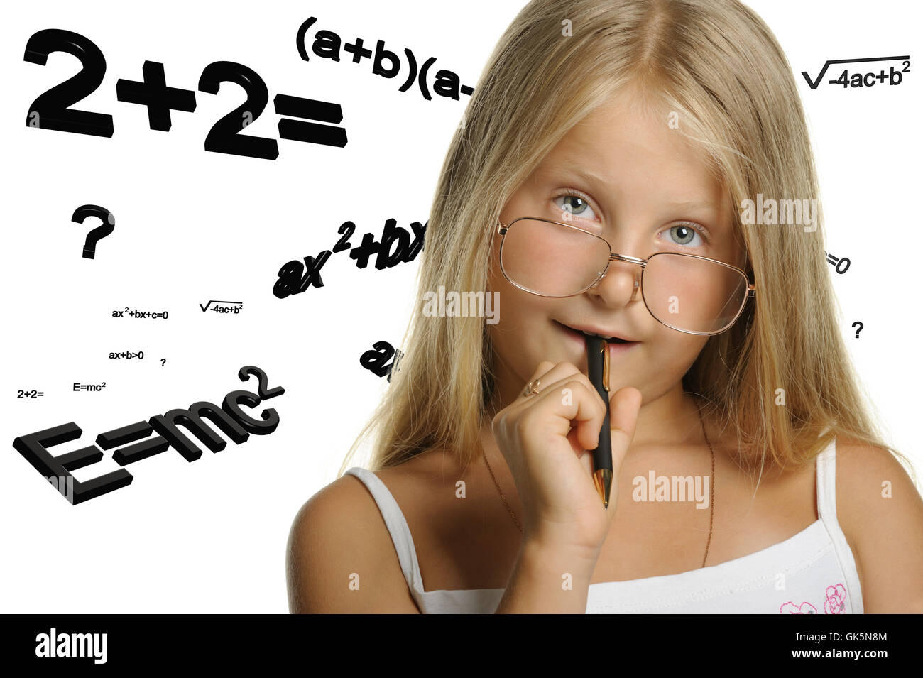 The girl and mathematical formulas Stock Photo