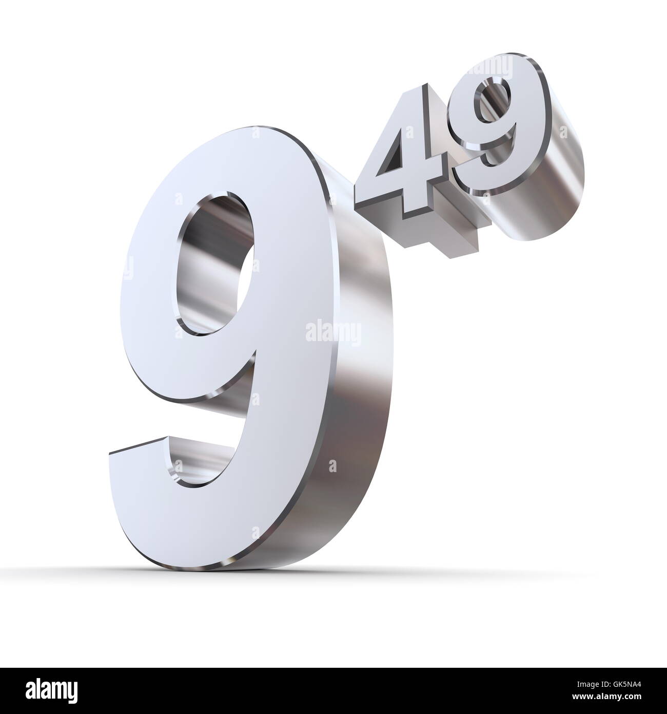 Solid Price Tag Number 9.49 - Shiny Silver-Chrome Stock Photo