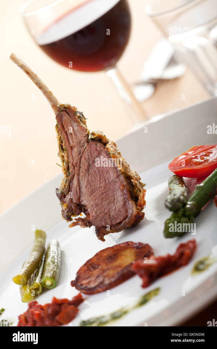 grilled lamb chops with wine Stock Photo Alamy