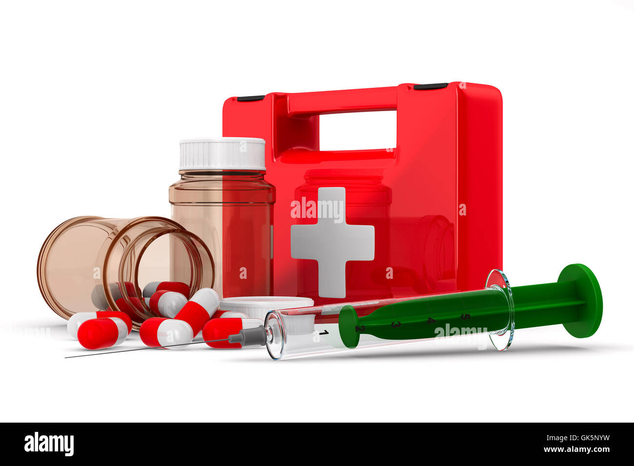 First aid kit on white background. Isolated 3D image Stock Photo - Alamy