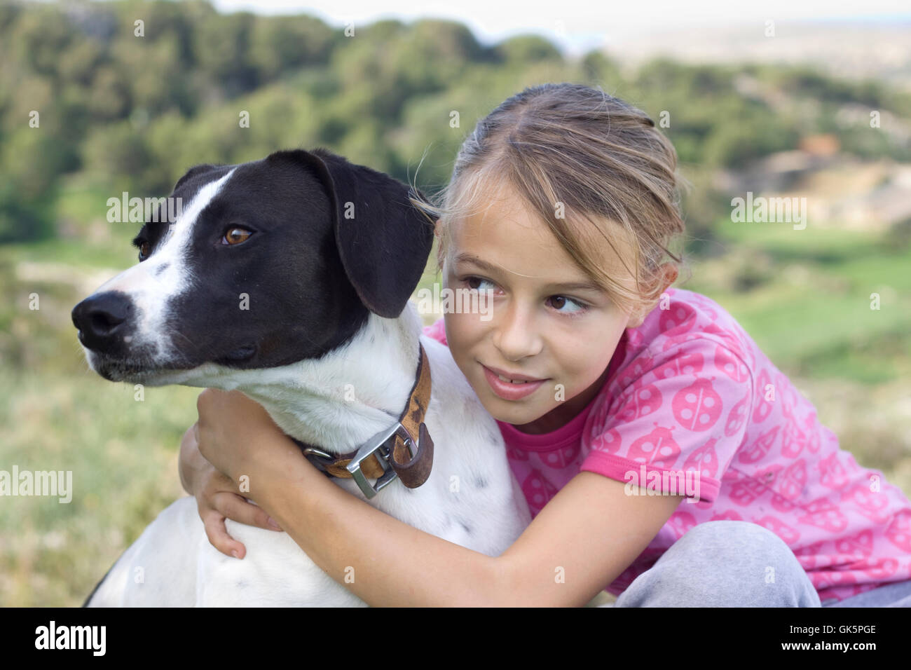 Girl with dog Stock Photo Alamy