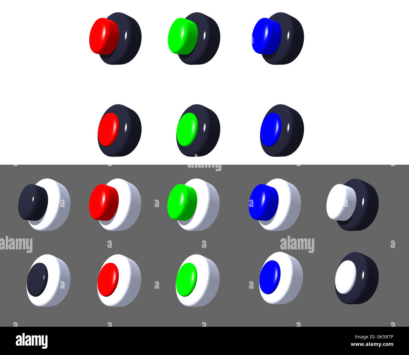 buttons 3D on/off very high resolution Stock Photo - Alamy