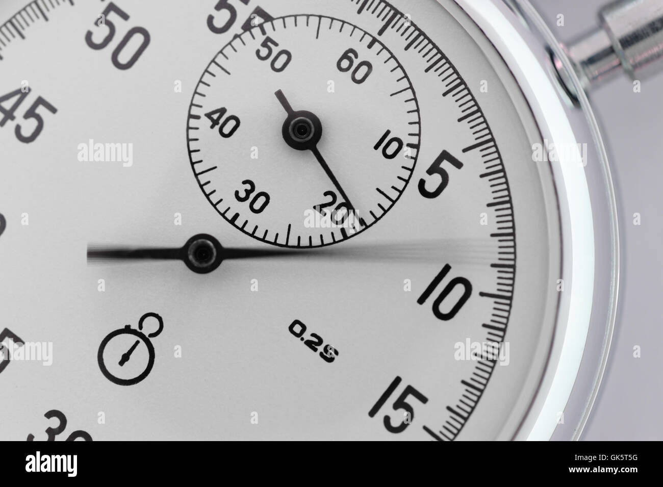 Stopwatch closeup. With a moving arrow Stock Photo Alamy
